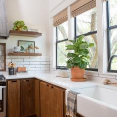 Contemporary Neutral Kitchen with White Farmhouse Sink 
