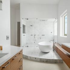 Modern Spa Bathroom With Two Windows