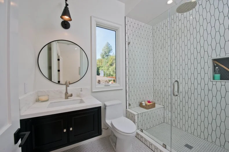 White Contemporary Guest Bath