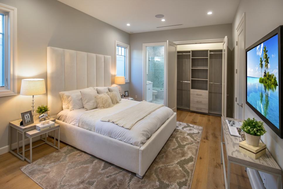 Luxury Guest Suite With Flat Screen TV transitional neutral guest bedroom