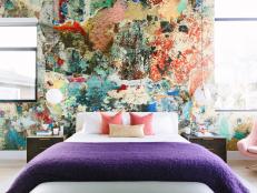 Colorful Master Bedroom With Modern Furnishings And Accents