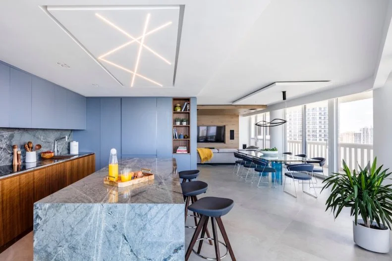 Modern Open Concept Condo Kitchen With Contemporary Cabinets