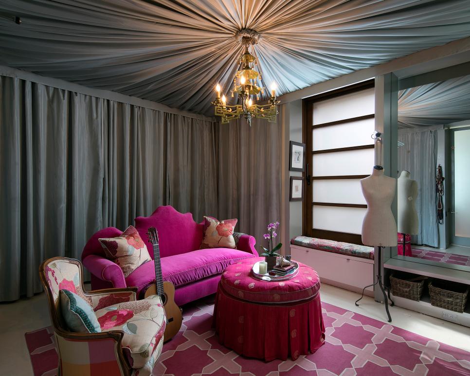 Gray and Pink Dressing Room With Sofa Gray and Pink Dressing Room