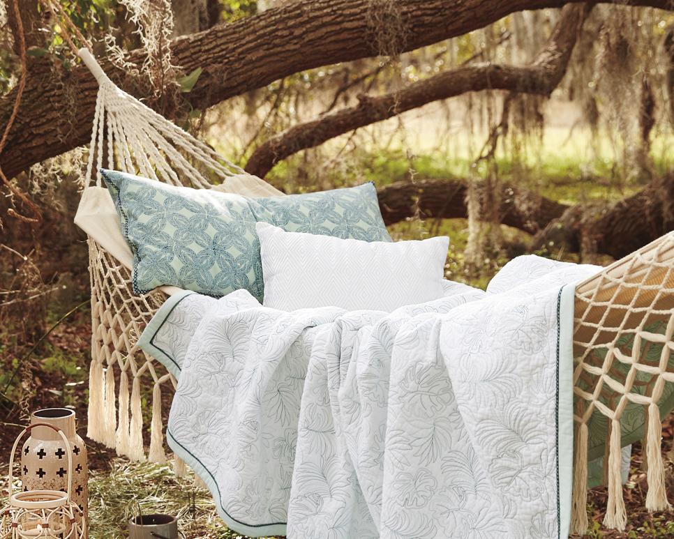 Outdoor Space with Fringed Macrame Hammock Outdoor Space with Fringed Macrame Hammock