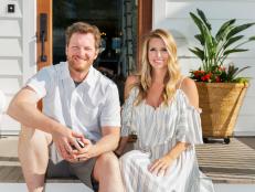Dale Earnhart Jr. and wife Amy pose for a outside their Key West house, as seen on DIYÕs Renovations Realities: Dale Jr. & Amy. (portrait)