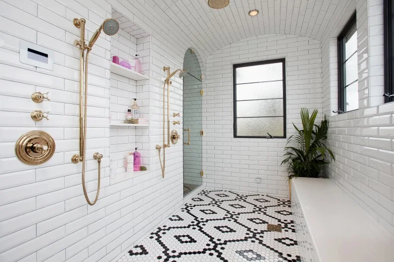 Black, White and Pink Shower