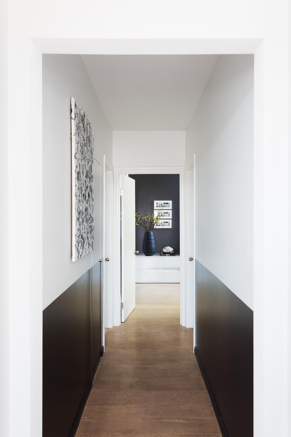 Hallway With Classic Black-and-White Palette modern black-and-white hallway