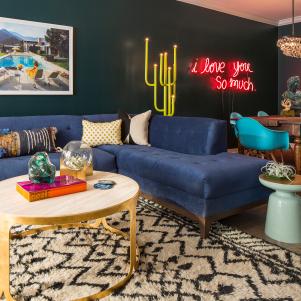 Blue Eclectic Living and Dining Room