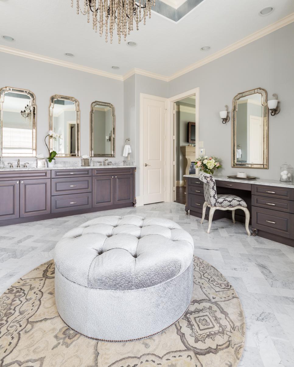 Contemporary White And Gray Master Bathroom Retreat Luxurious White Master Bathroom With Marble And Gray Accents