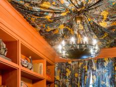 Tented Ceiling with Bohemian and Global Fabric in Study