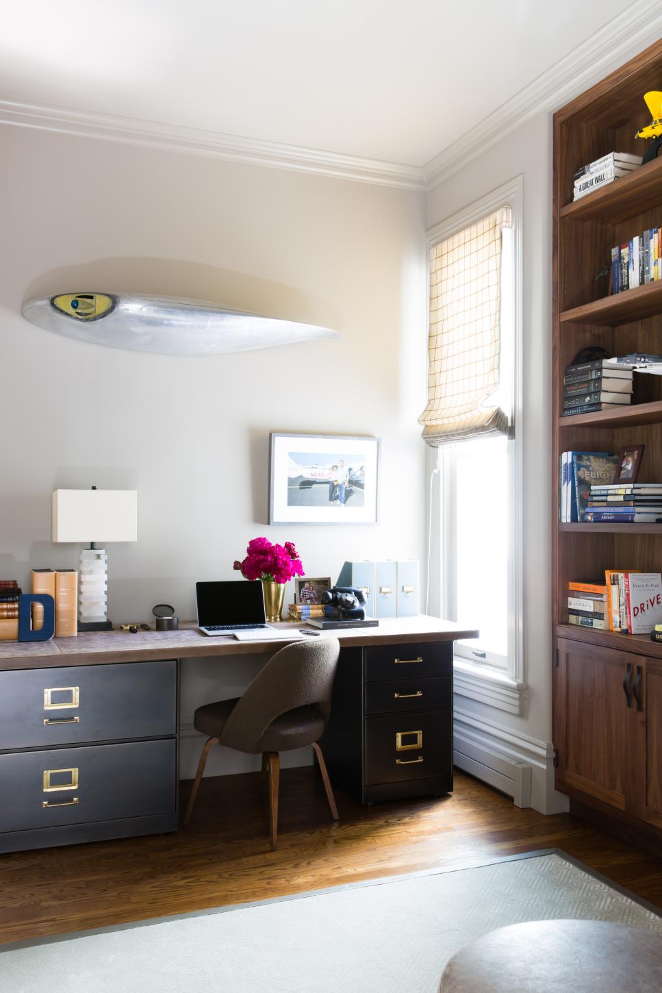 Modern White Home Office With Desk And Midcentury Modern Accessories Modern Home Office With Desk And Midcentury Modern Accessories
