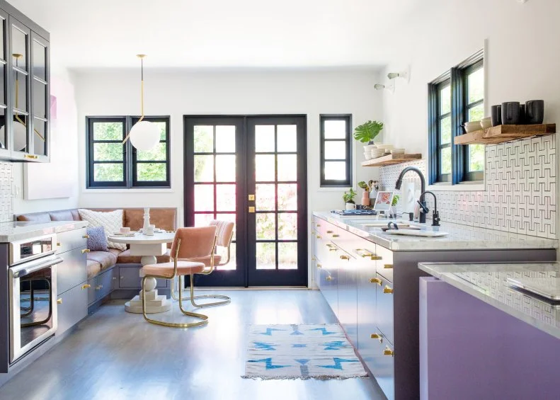 A fun kitchen that packs a lot of punch and workspace. 