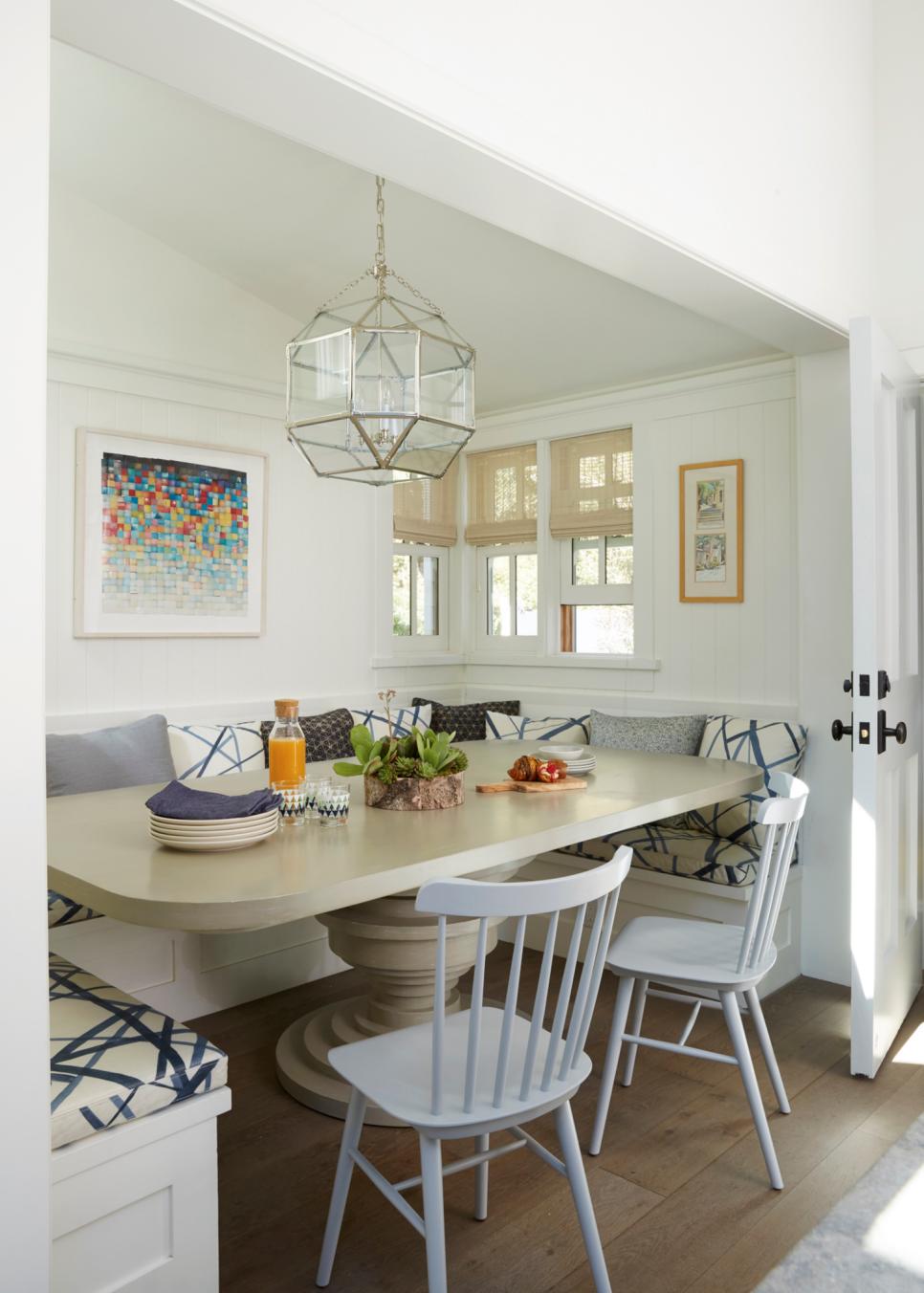 Transitional Dining Nook With Geometric Pendant Dining Nook With Geometric Pendant