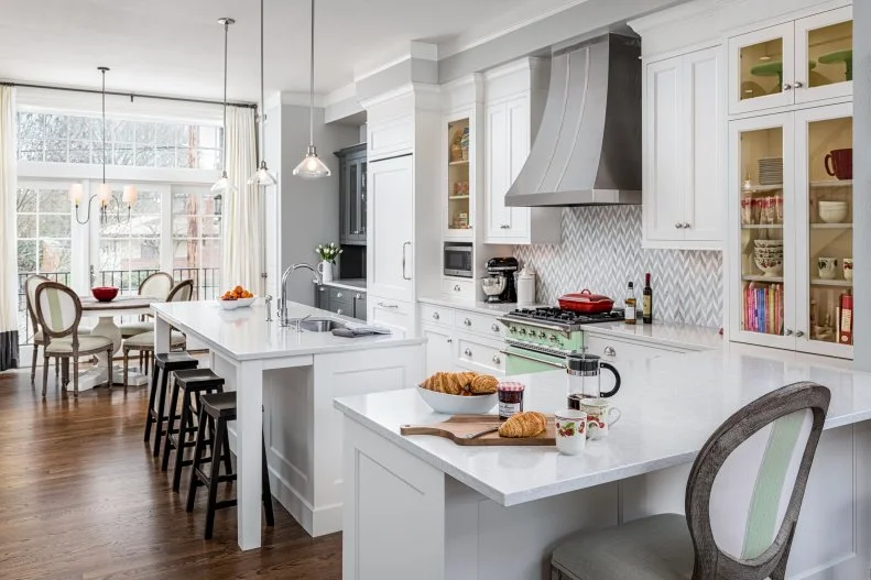 Open Concept Kitchen With Traditional Details And Breakfast Nook