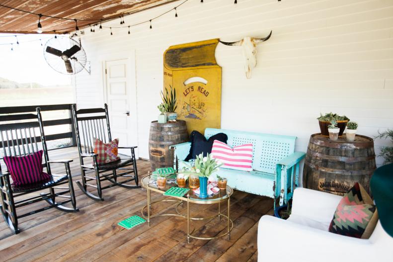 Rustic Porch Has Intimate Sitting Area