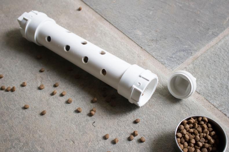 Make a DIY feeder tube for dogs from PVC pipe.