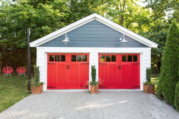 Garage With Red Doors