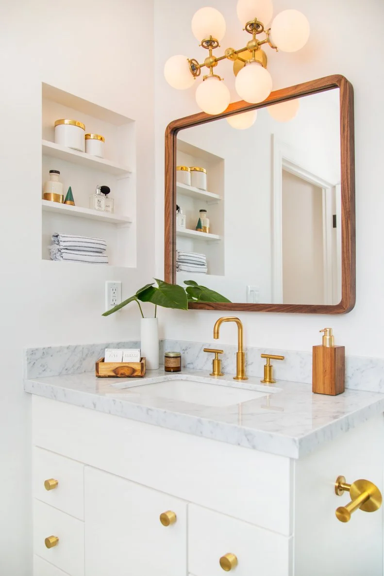 Vanity With Wood Mirror