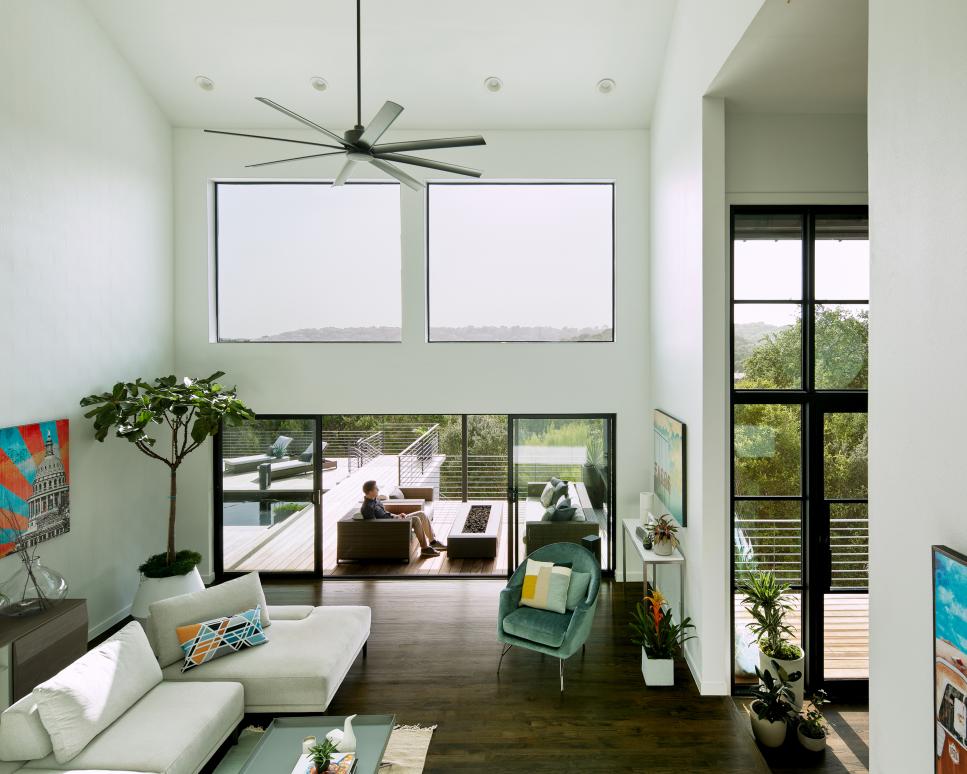 Modern Living Area With Deck View Modern Living Area