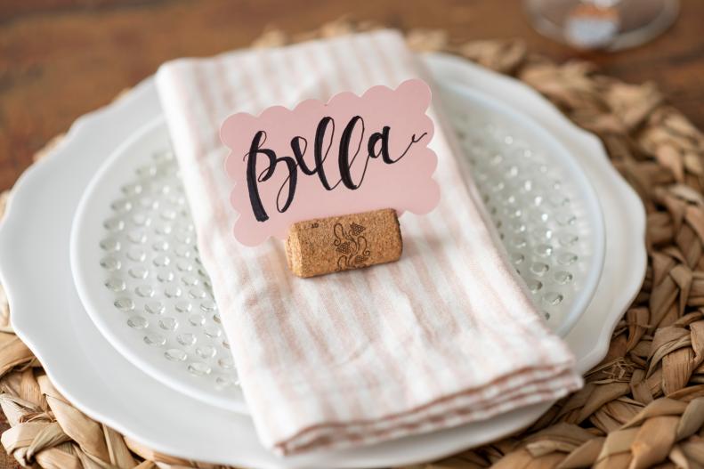 Place Setting With Wine Cork Place Card Holder