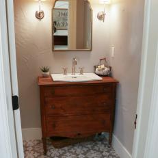 Traditional Bathroom With Hand-Laid Tile Floor