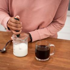 milk frother and coffee mug
