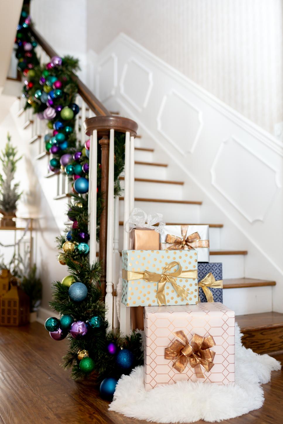 Colorful and Vibrant Staircase Christmas Garland Christmas Garland