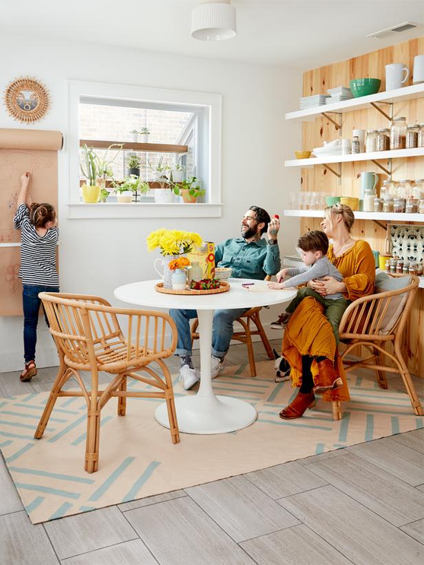 The after shot of this family's kitchen nook from HGTV Magazine.