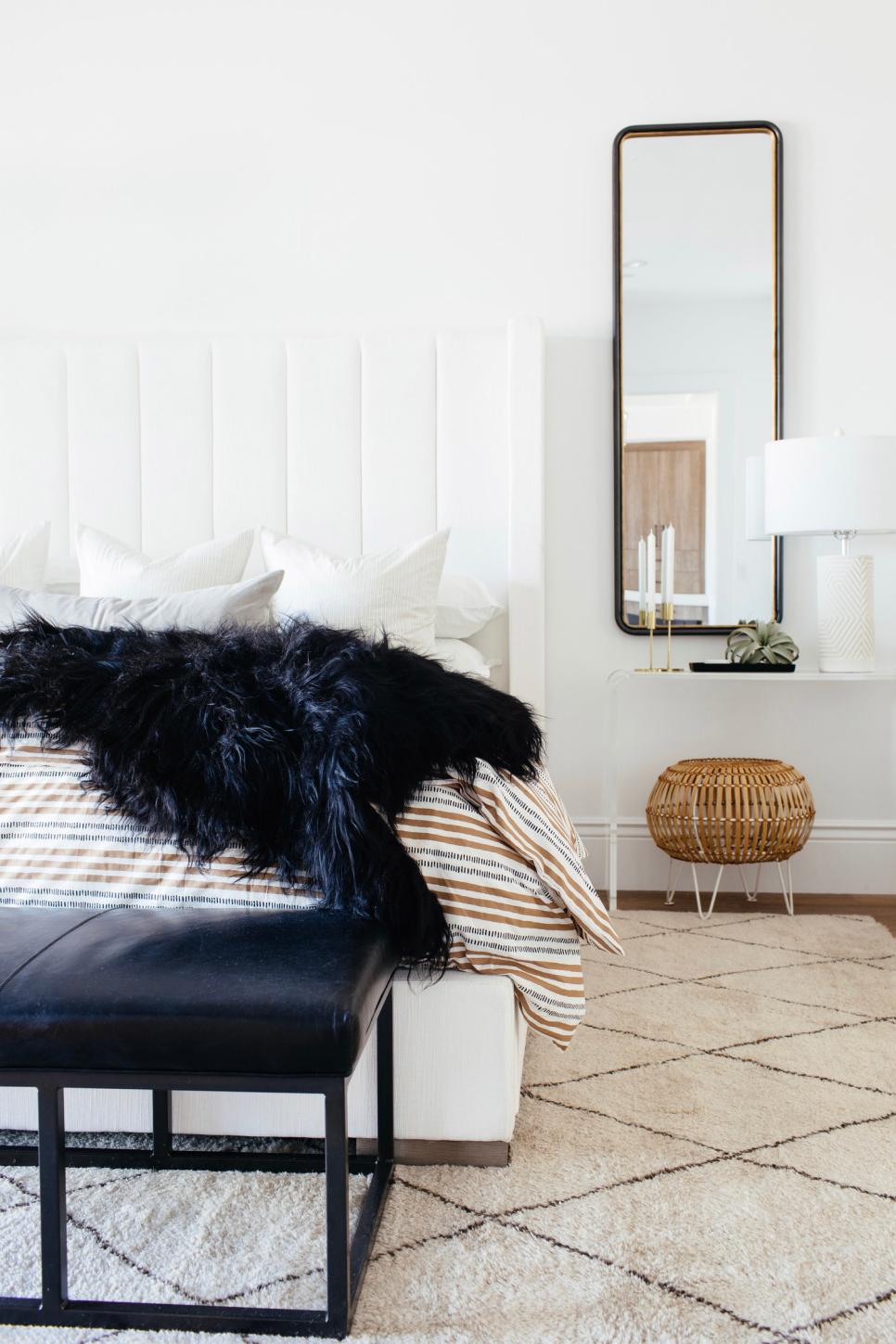 Contemporary Master Bedroom With Black Bench Contemporary Master Bedroom