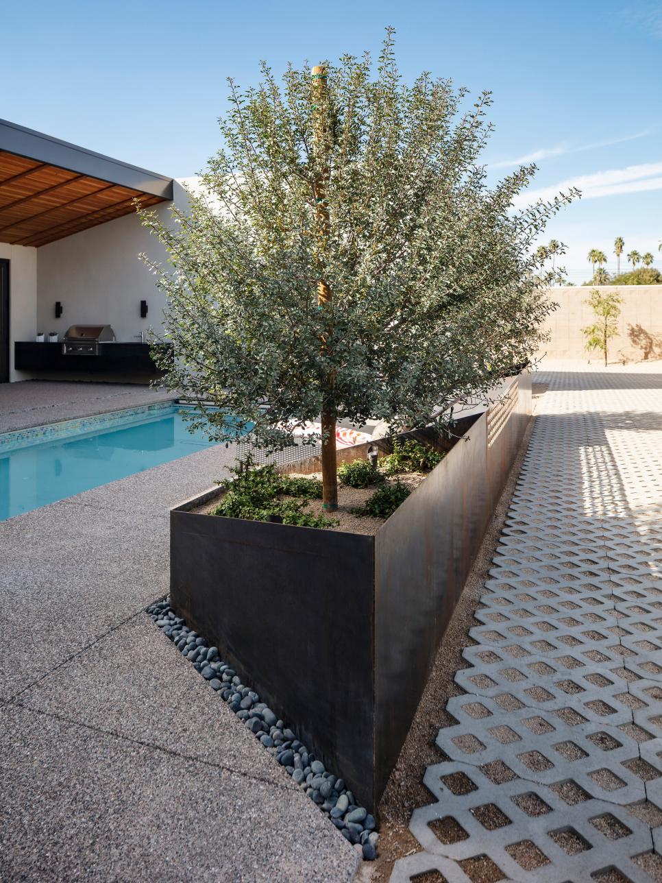 Modern Patio With Metal Planter Patio With Metal Planter