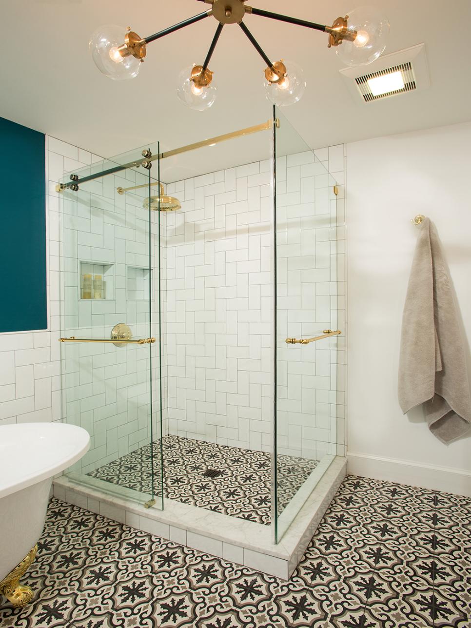 Modern Master Bathroom Modern Bathroom With Decorative Tile Flooring In The Walk-In Shower