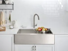 Apron front farmhouse style sink that's 16 gauge stainless.