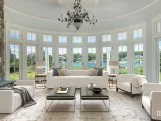 White Living Room With Curved Wall