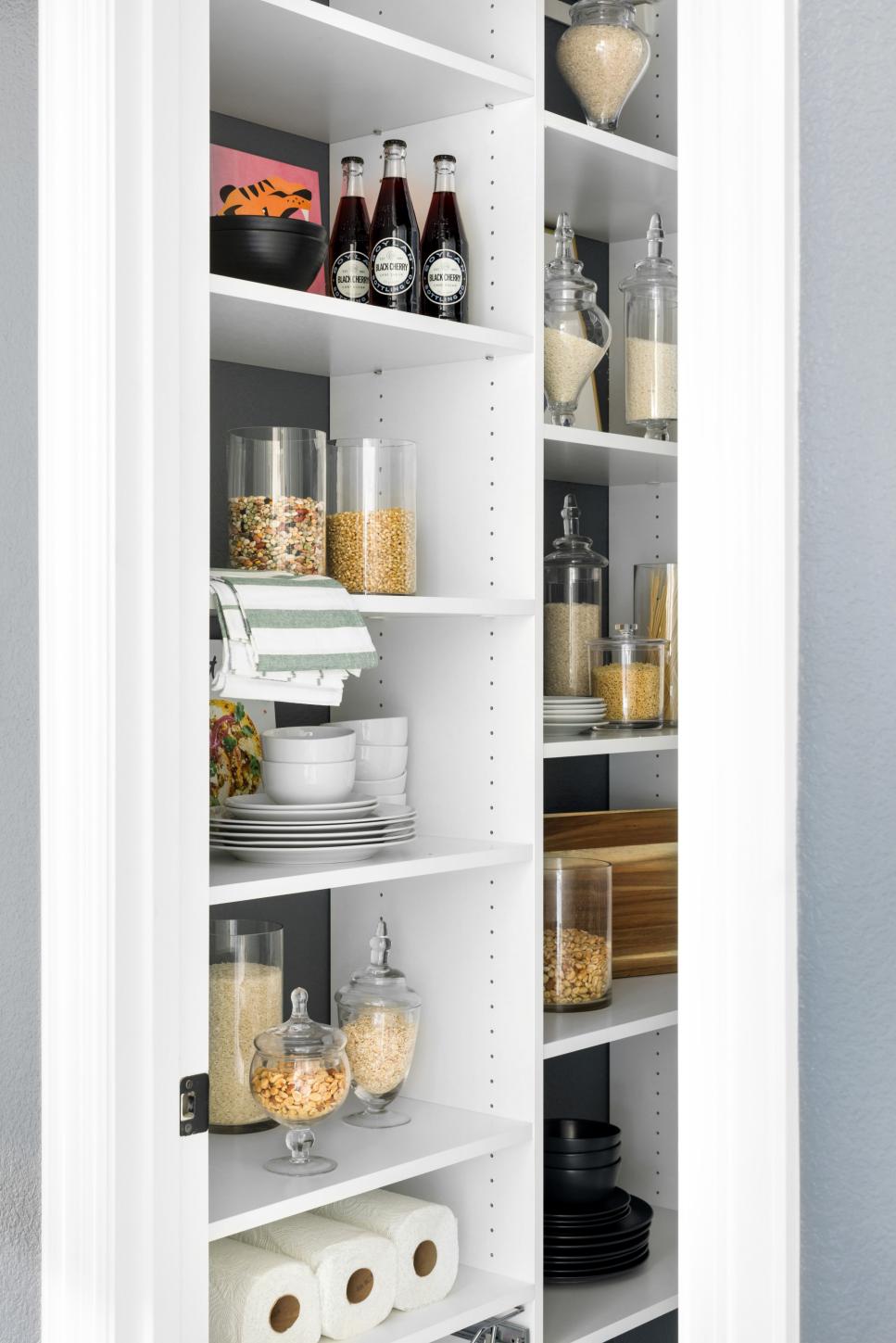 Open Shelves Gray and White Pantry
