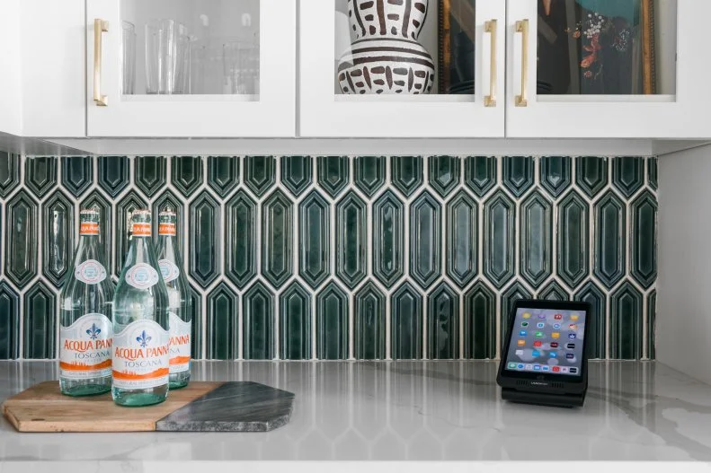 Green Kitchen Backsplash and Tablet