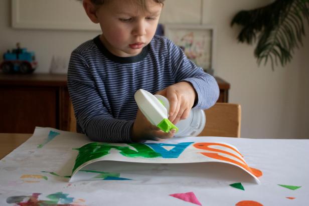 Tissue paper that bleeds its colors when wet to create artwork.