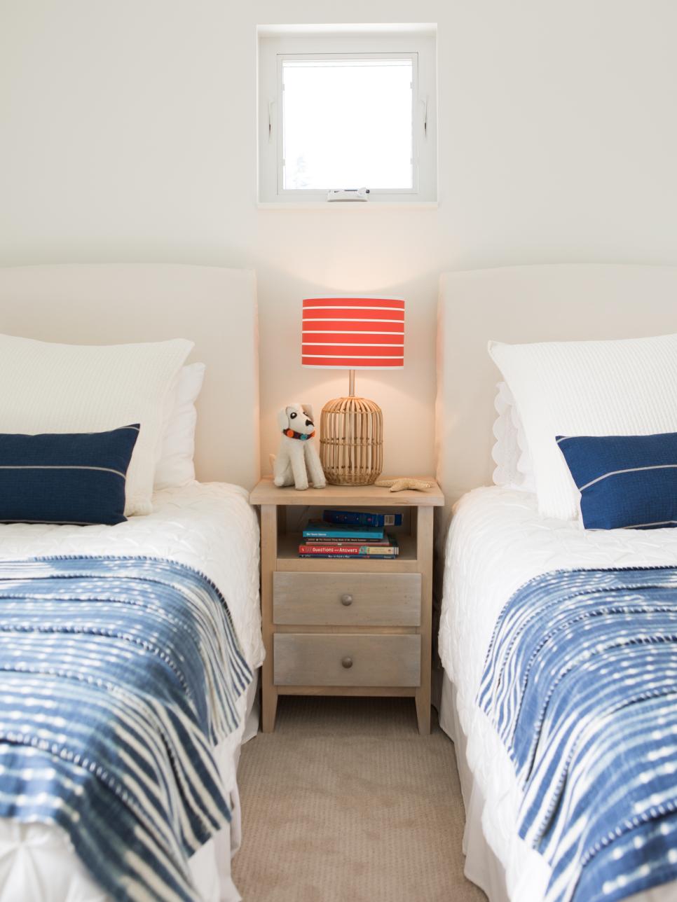 Transitional Bedroom With Red Lamp Bedroom With Red Lamp
