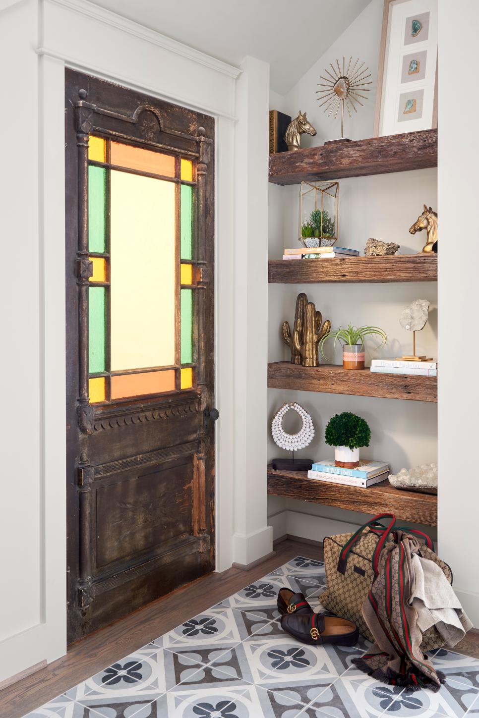Foyer and Stained Glass Door Stained Glass Door in Foyer