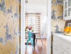 Kitchen Hallway With Zebra Wallpaper