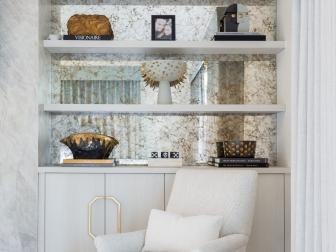 Transitional Sitting Area With Gold Wall