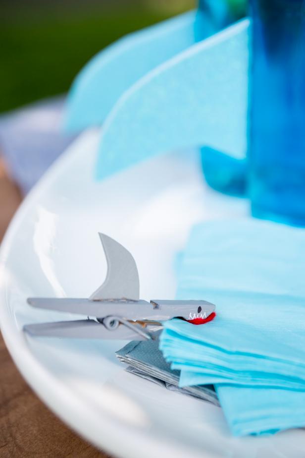 A Shark Napkin Holder Made out of a Clothespin