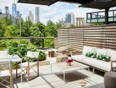 Large Outdoor Space With Furniture Facing New York Skyline