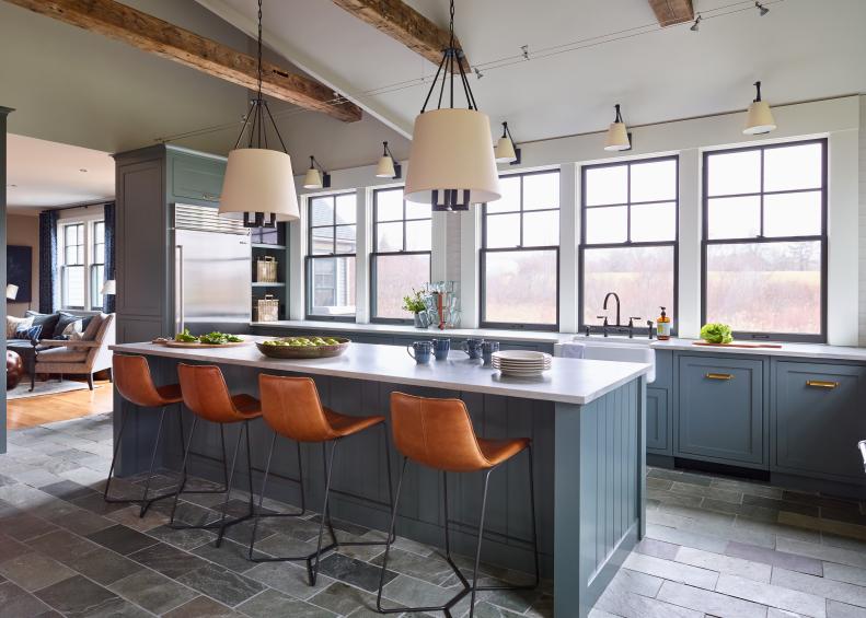 Chef Kitchen With Leather Stools