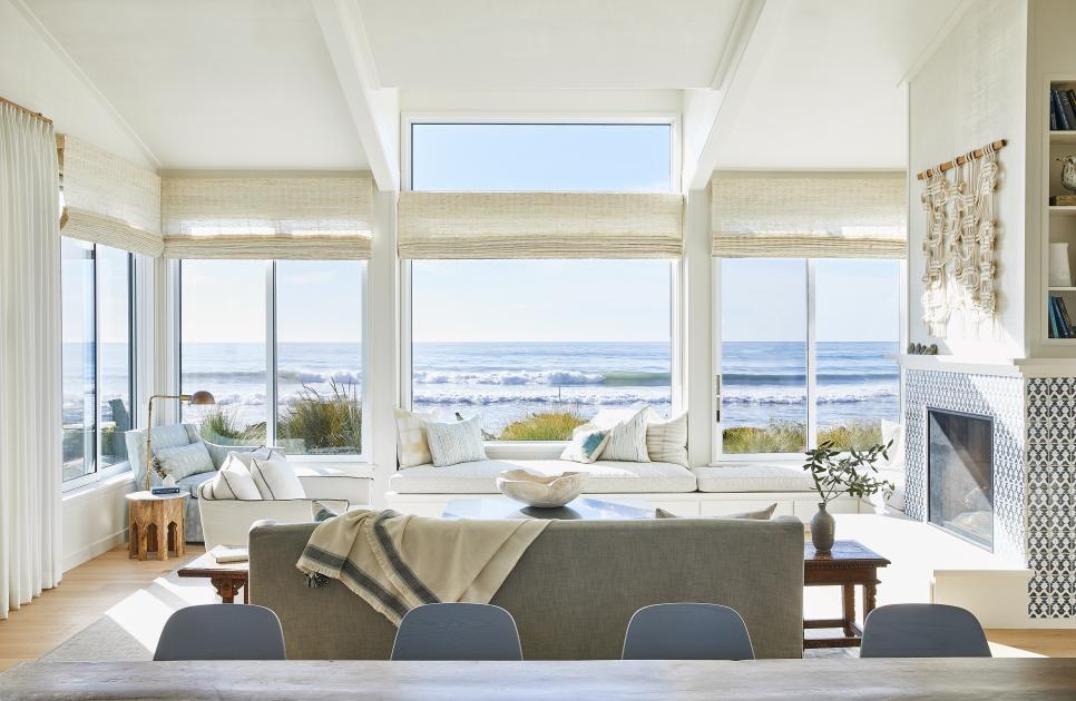 Coastal Living Room With Ocean View