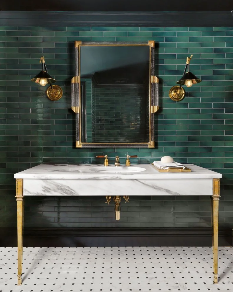 Green and Gold Bathroom