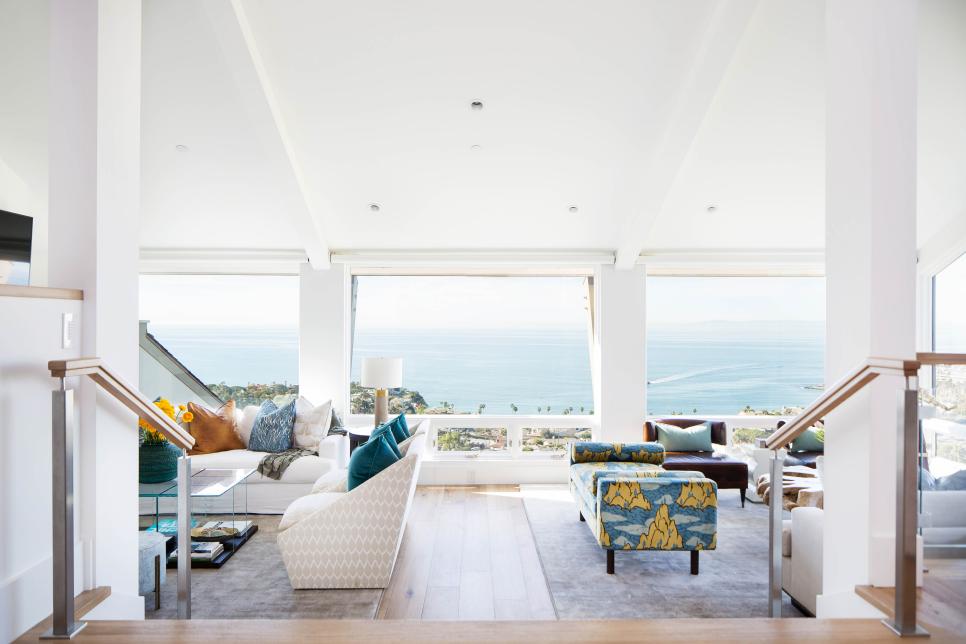 White Living Room with Wall of Windows