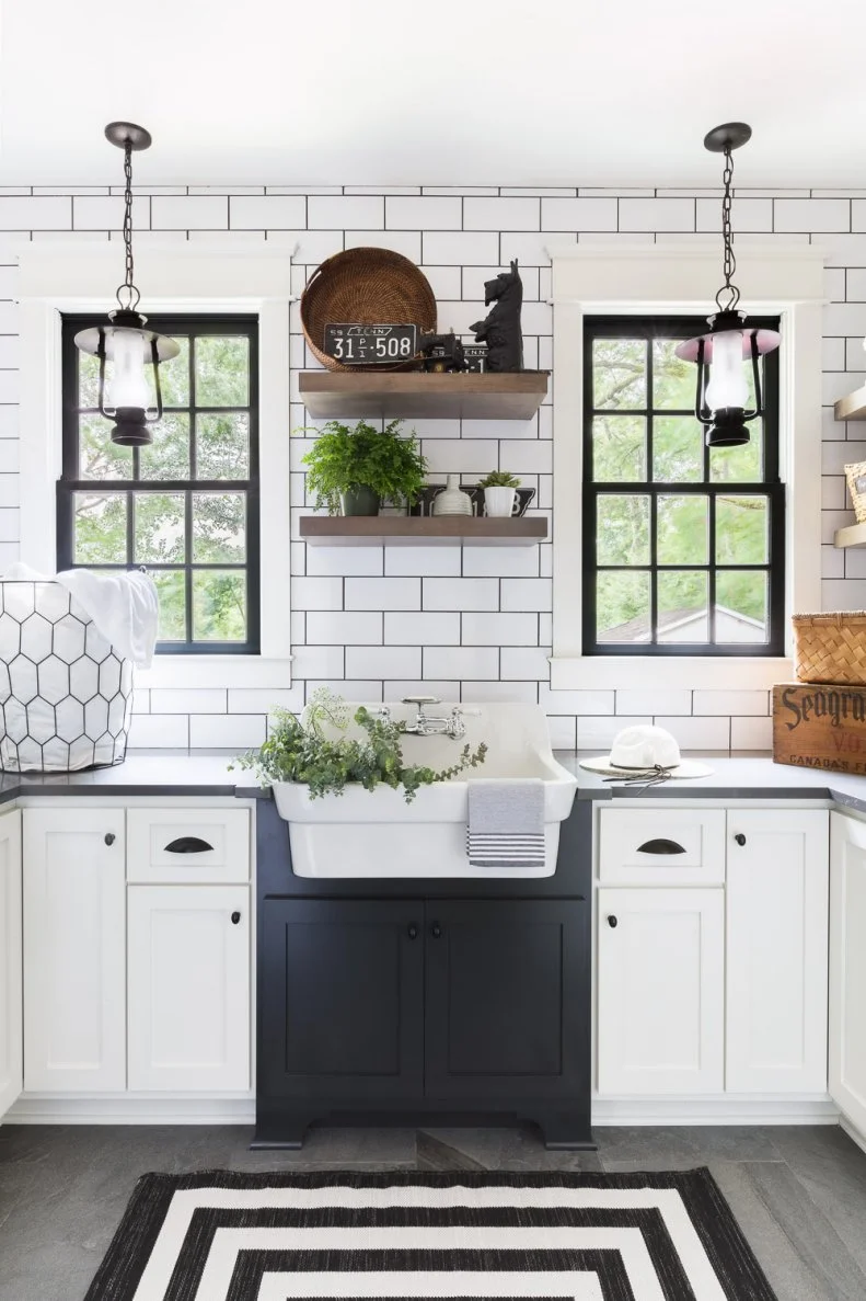 Farmhouse Sink with Subway Tile Backsplash