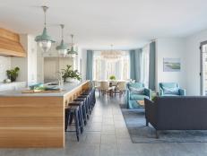 Coastal Kitchen with Dining and Living Area