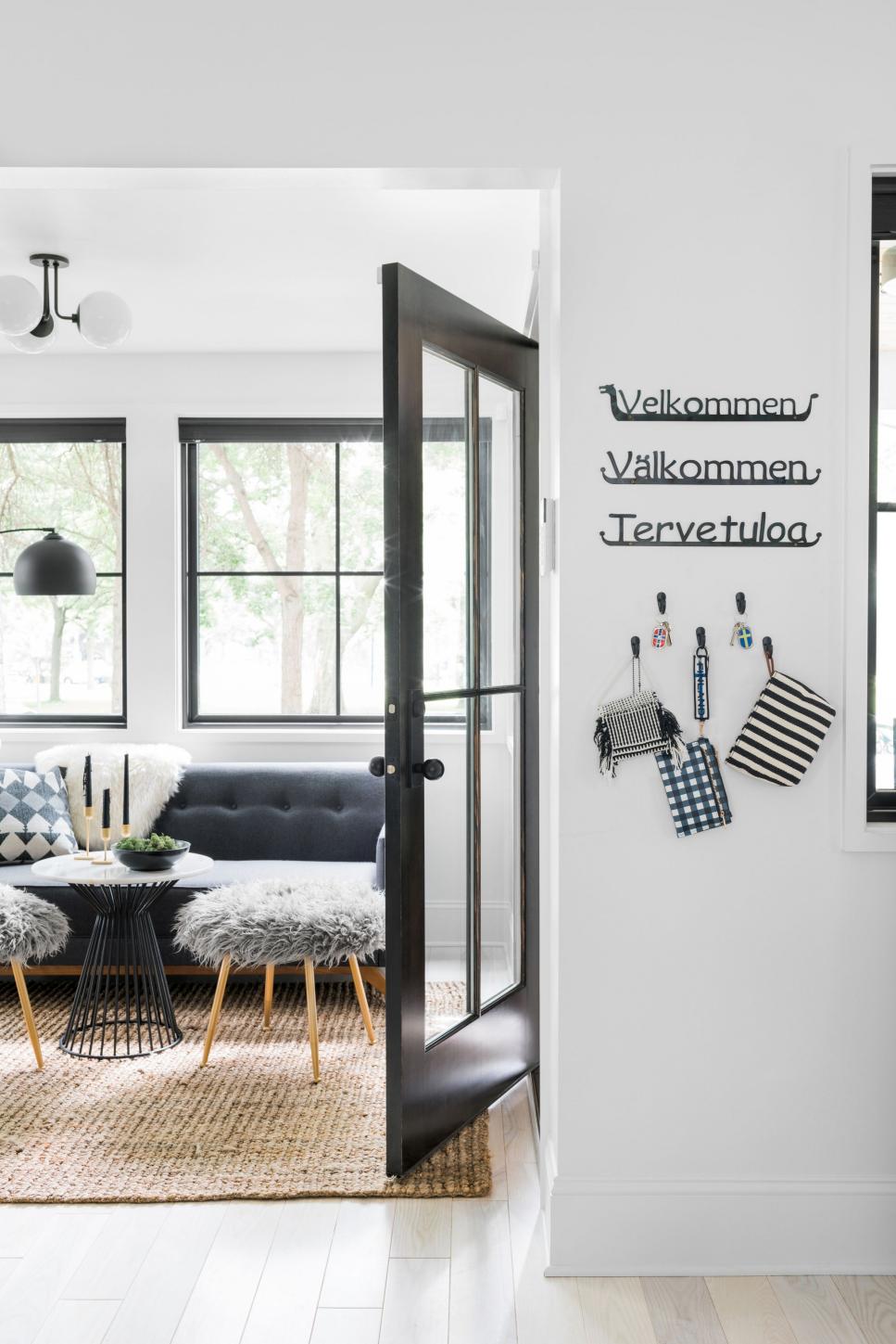 Scandinavian Greetings Nordic-Language Greetings on Wall in Entryway