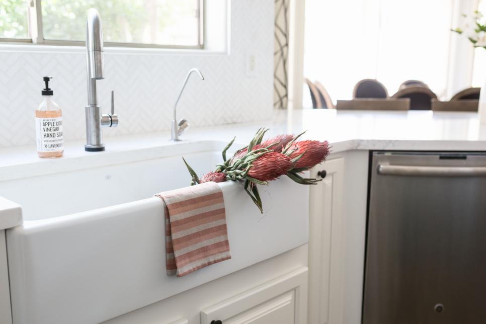 Open Concept Kitchen With Farmhouse Sink Farmhouse Sink View With Open Concept Vibe Looking Toward Dining Room